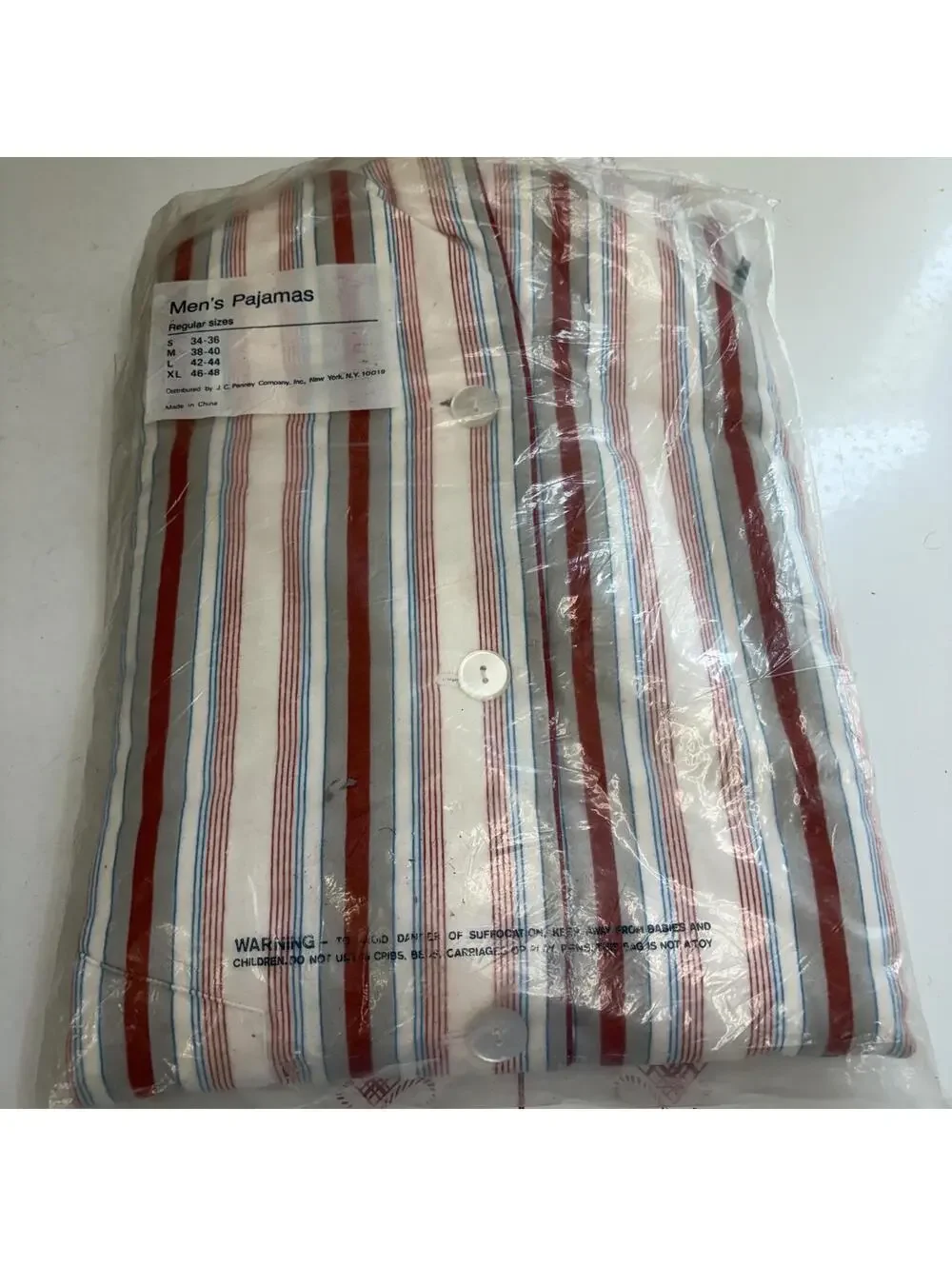 JCPenney men’s cotton flannel striped pajama set vintage 70s